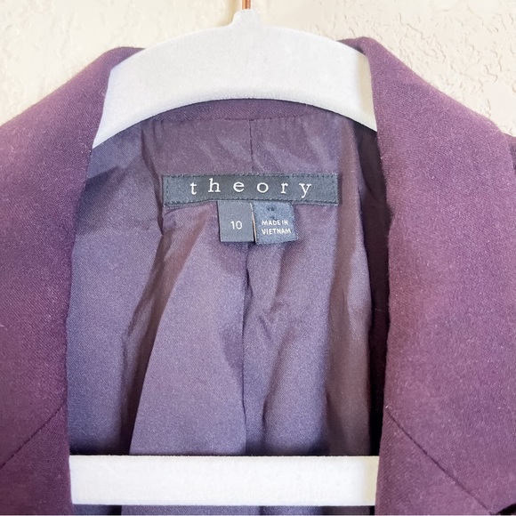 Theory Andorie Textured Peak Lapel Blazer Purple Maroon Size 10 - Picture 4 of 7